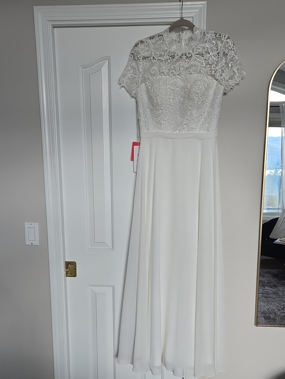 JJs House Ivory Lace Bodice A-Line Wedding Dress